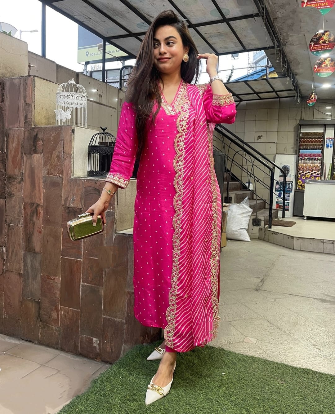 Pink Poly Rayon Embroidered Straight Kurta Sets