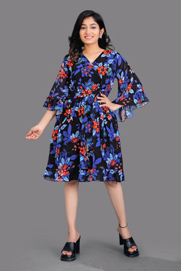 Floral Printed Fit & Flare Dress