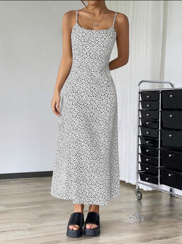 Speckled Elegance Spaghetti Strap Maxi Dress