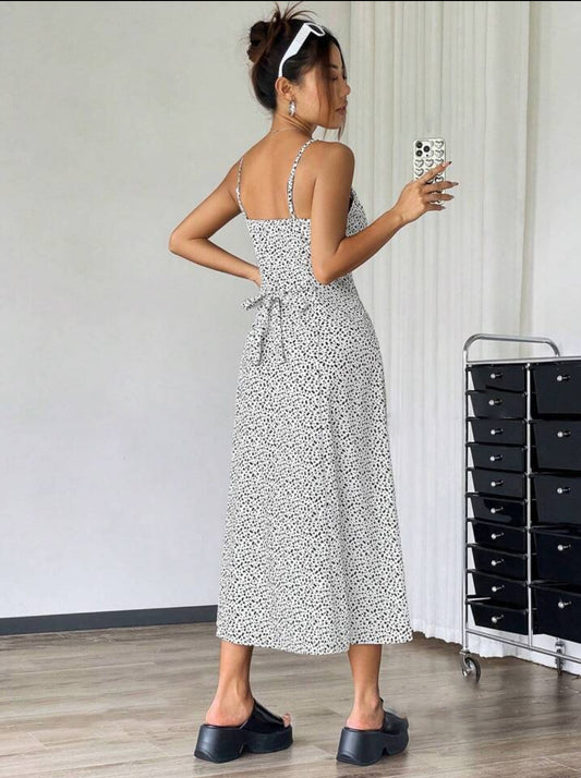 Speckled Elegance Spaghetti Strap Maxi Dress