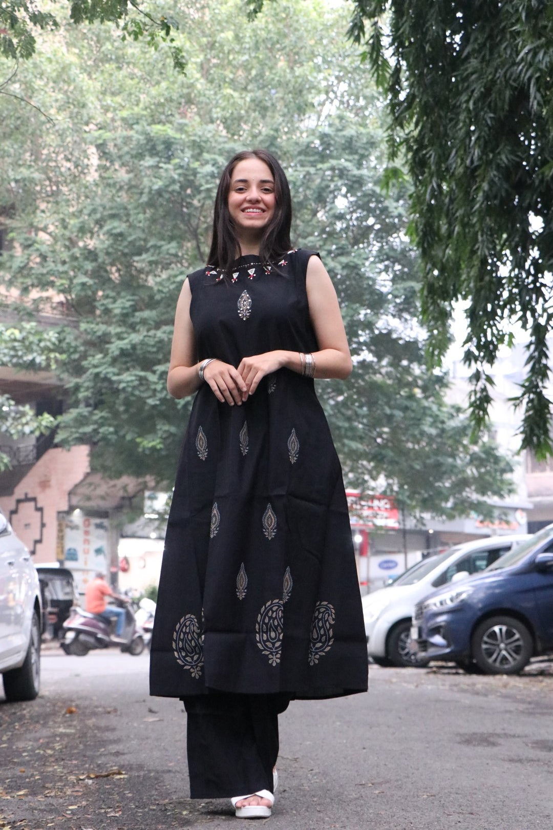 Roman Silk Sleeveless Kurti With Palazzo Set