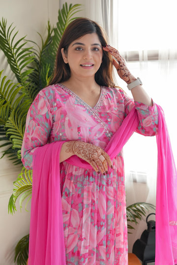 Pink Rayon Straight Kurta Sets