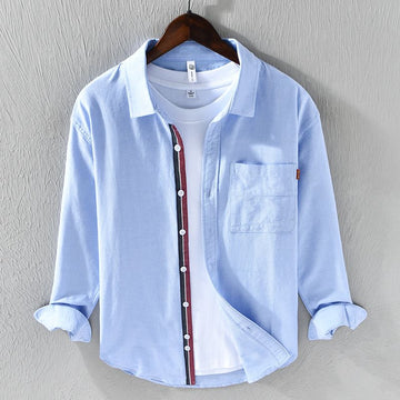 Sky Blue Layered Contrast Stripe Buttoned Shirt