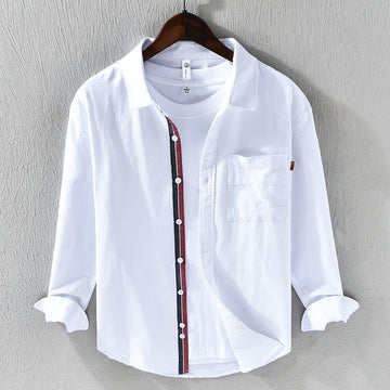 White Layered Contrast Stripe Buttoned Shirt