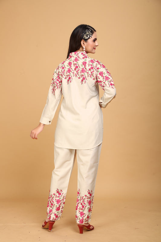 Floral Embellished Tunic and Pants Set