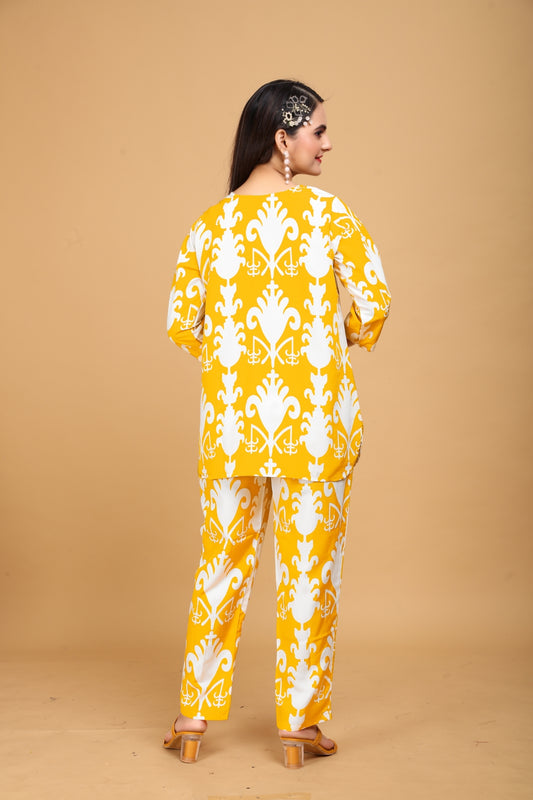 Mustard Kalamkari Print Co Ord Set