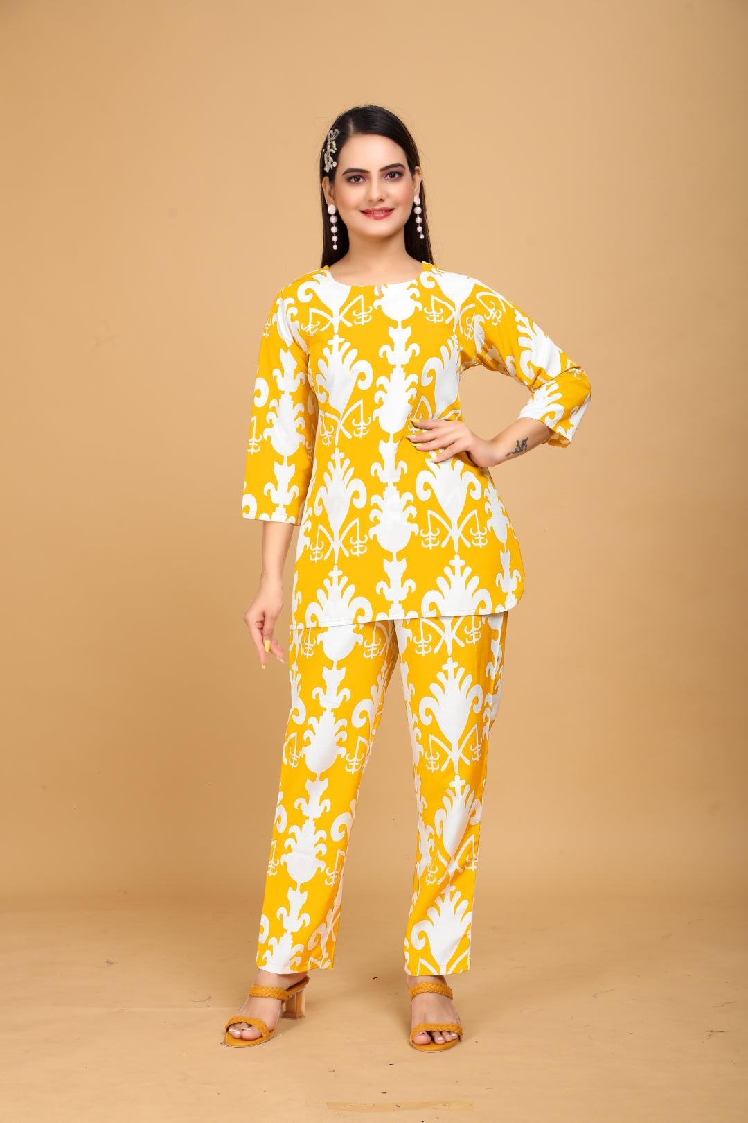 Mustard Kalamkari Print Co Ord Set