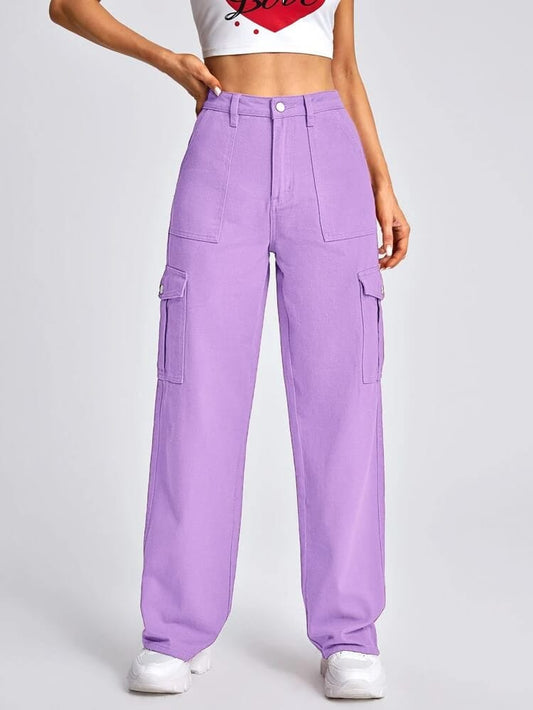 High-Waisted Lavender Cargo Pants